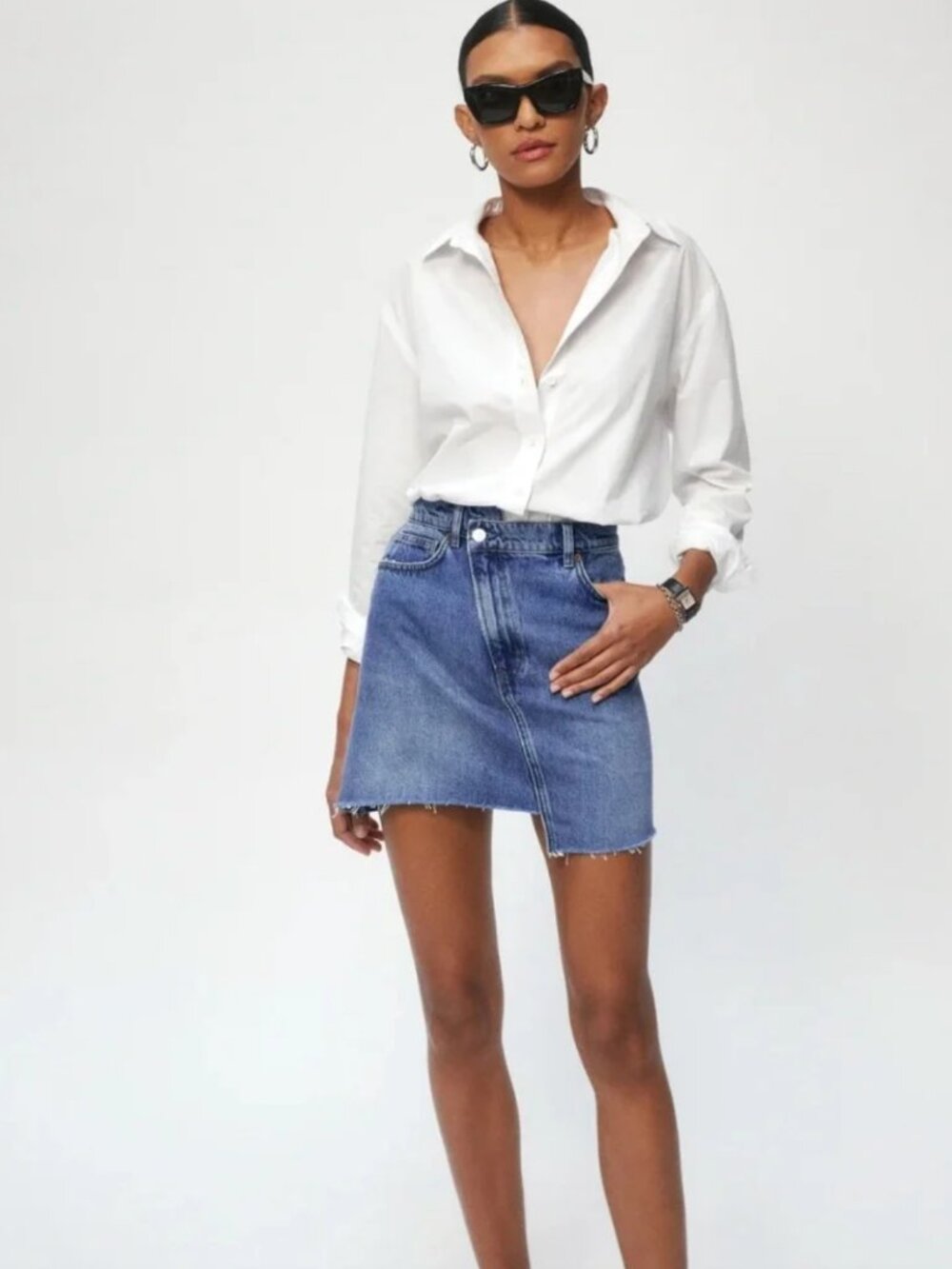 Reformation Ellie Asymmetric Denim Mini Skirt